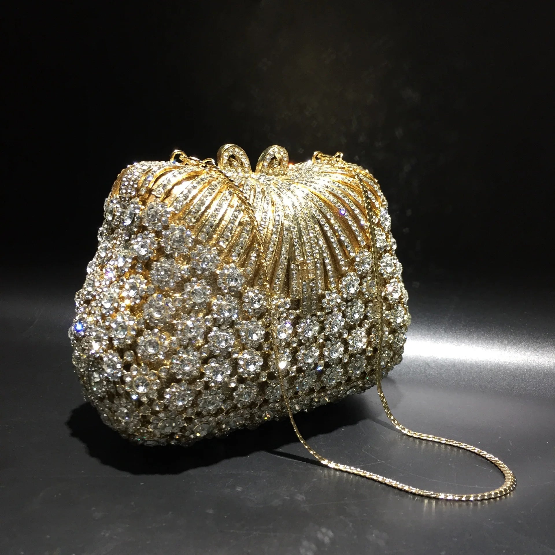 Floral Rhinestone Clutch Bag
