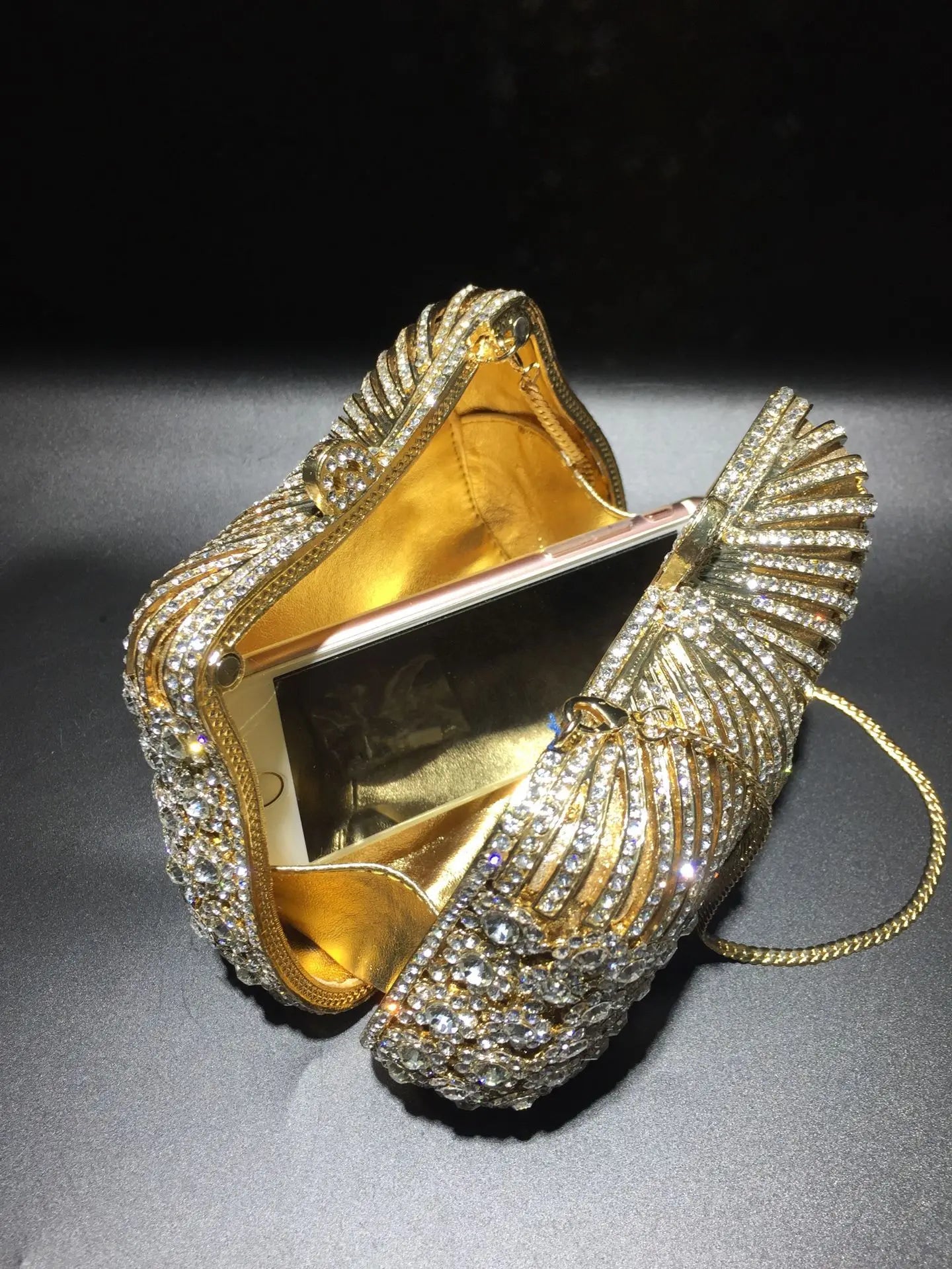 Floral Rhinestone Clutch Bag