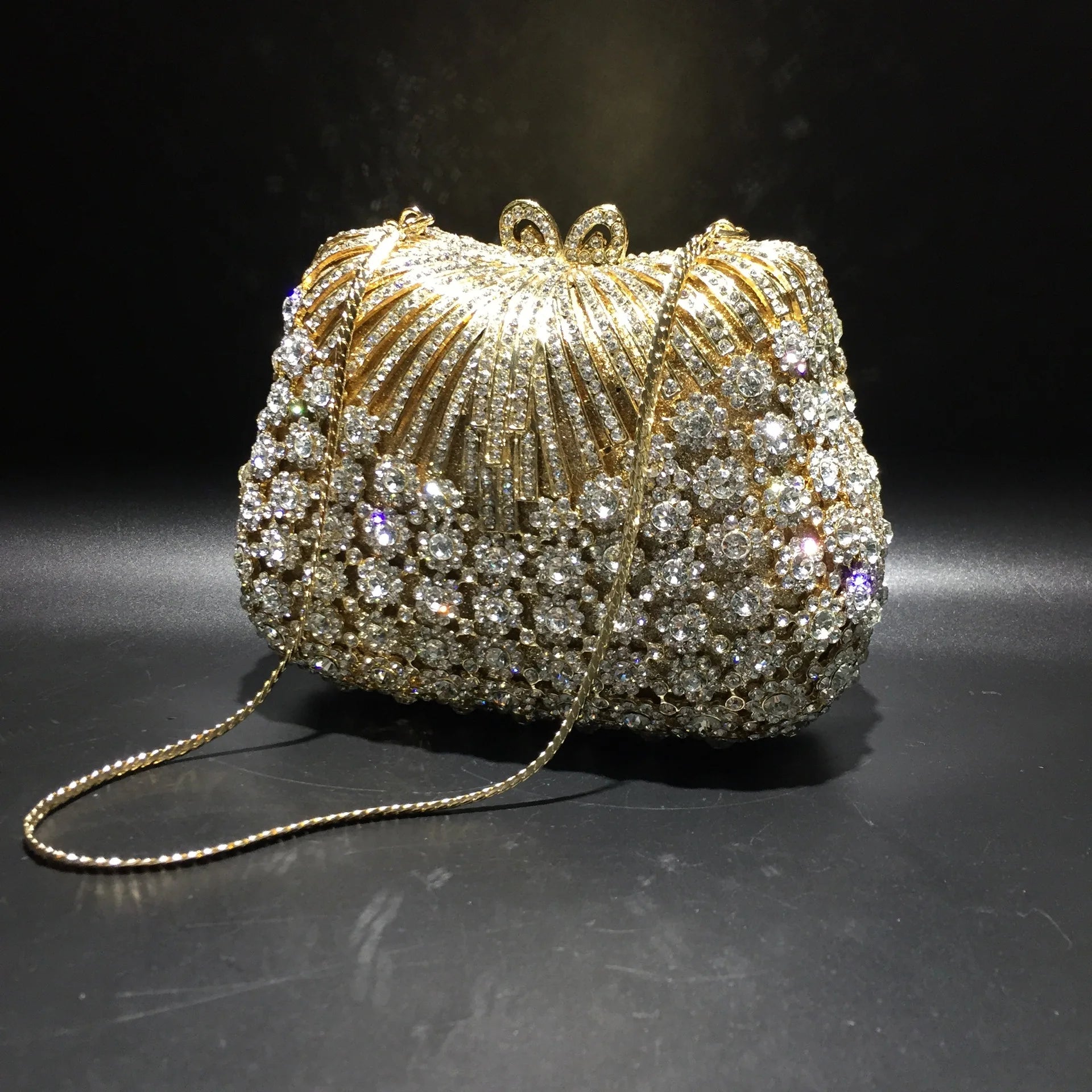 Floral Rhinestone Clutch Bag