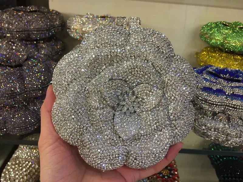 Floral Crystal Clutch Bag