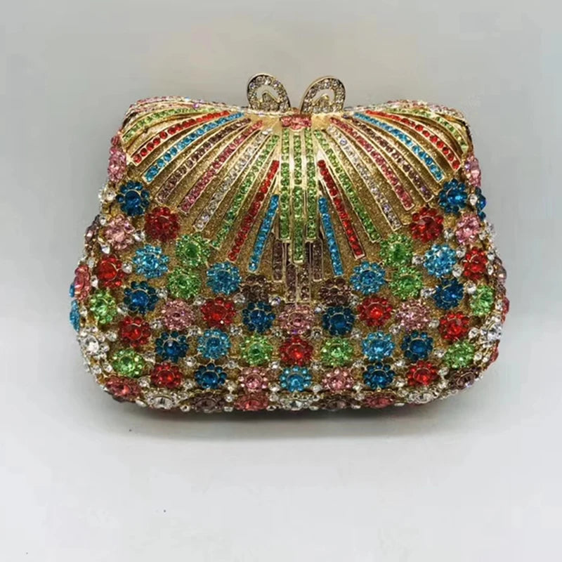 Floral Rhinestone Clutch Bag