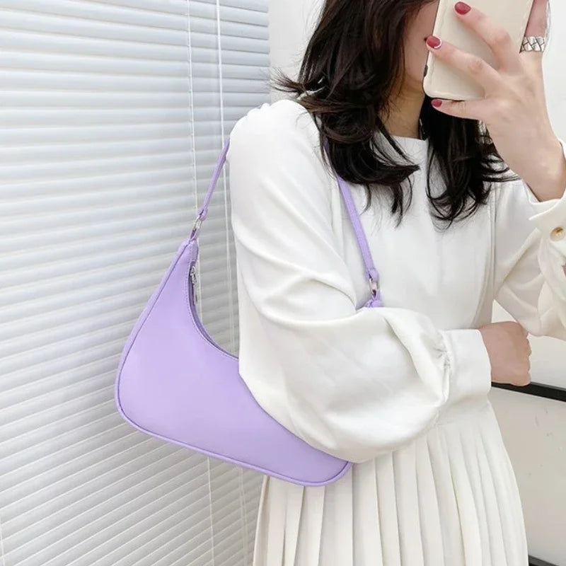 Nylon Underarm Hobo Bag
