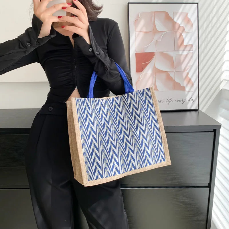 Linen Beach Tote Bag