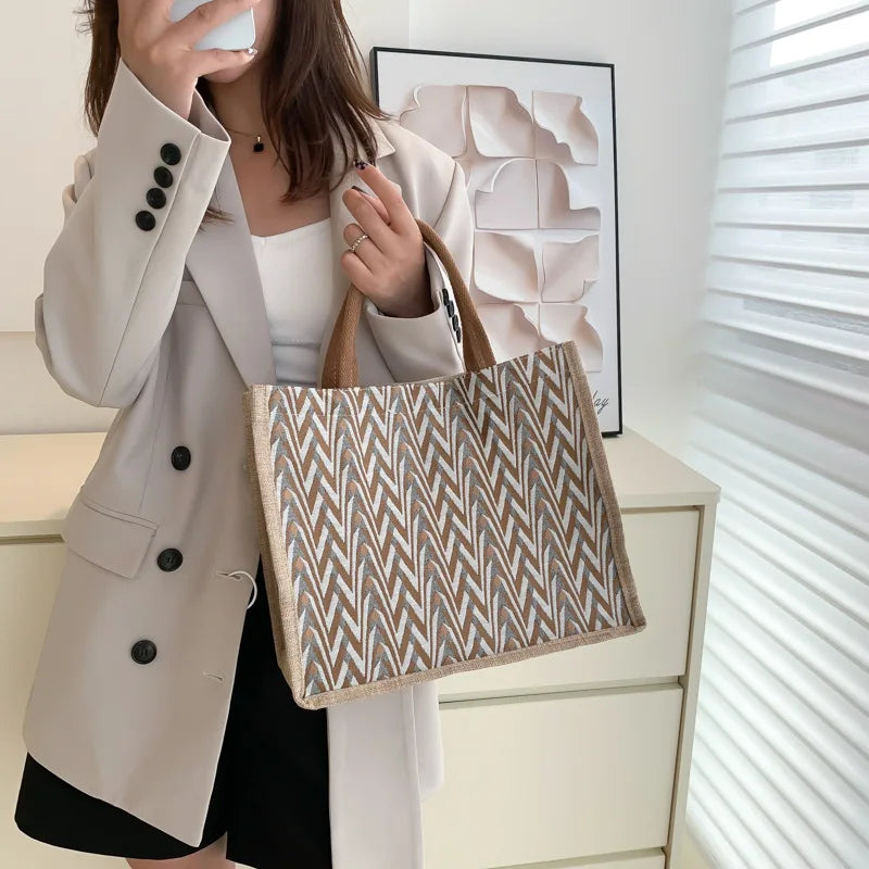 Linen Beach Tote Bag