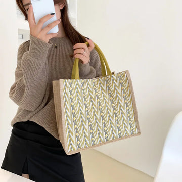 Linen Beach Tote Bag