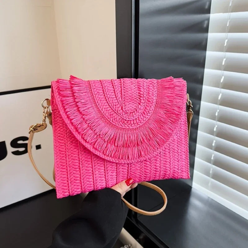 Raffia Straw Crossbody Bag