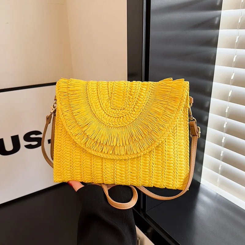 Raffia Straw Crossbody Bag