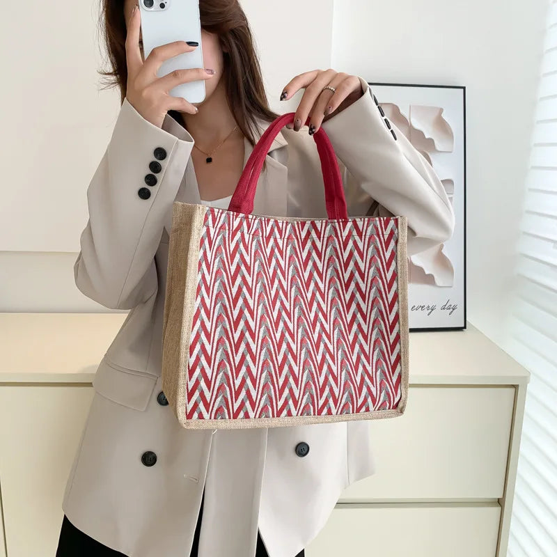 Linen Beach Tote Bag