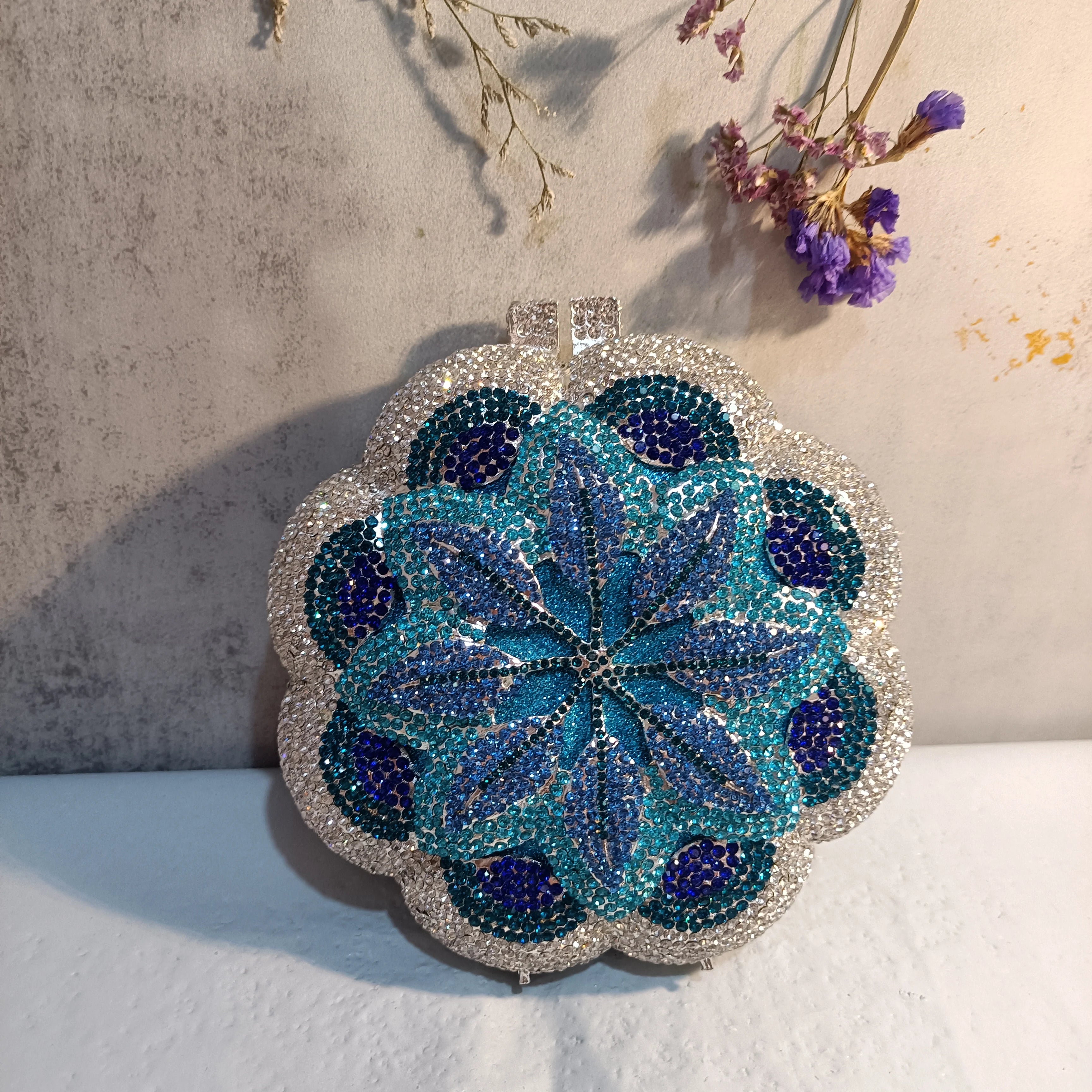 Floral Crystal Clutch Bag