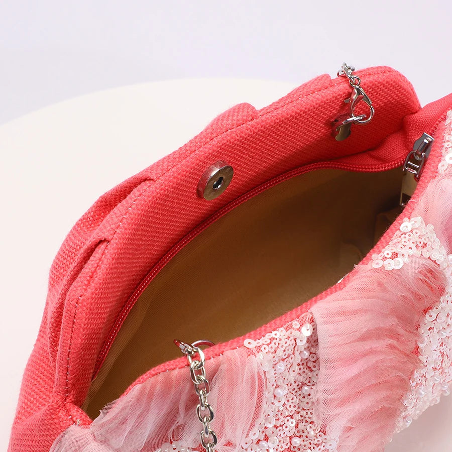 Sequin Shell Clutch Bag
