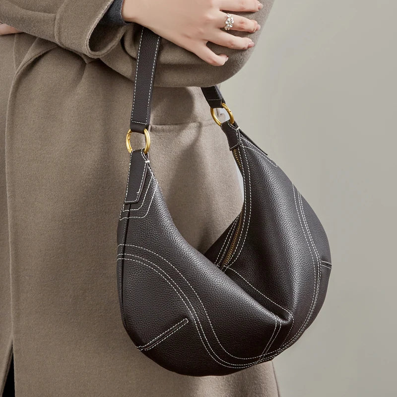 Leather Half Moon Bag
