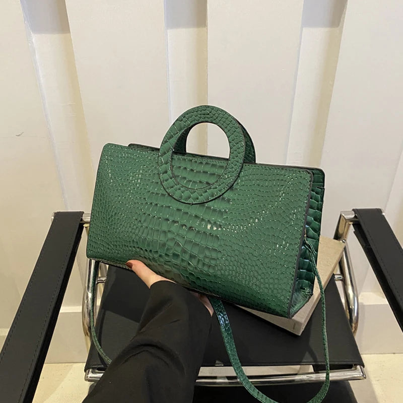 Crocodile Pattern Shoulder Bag