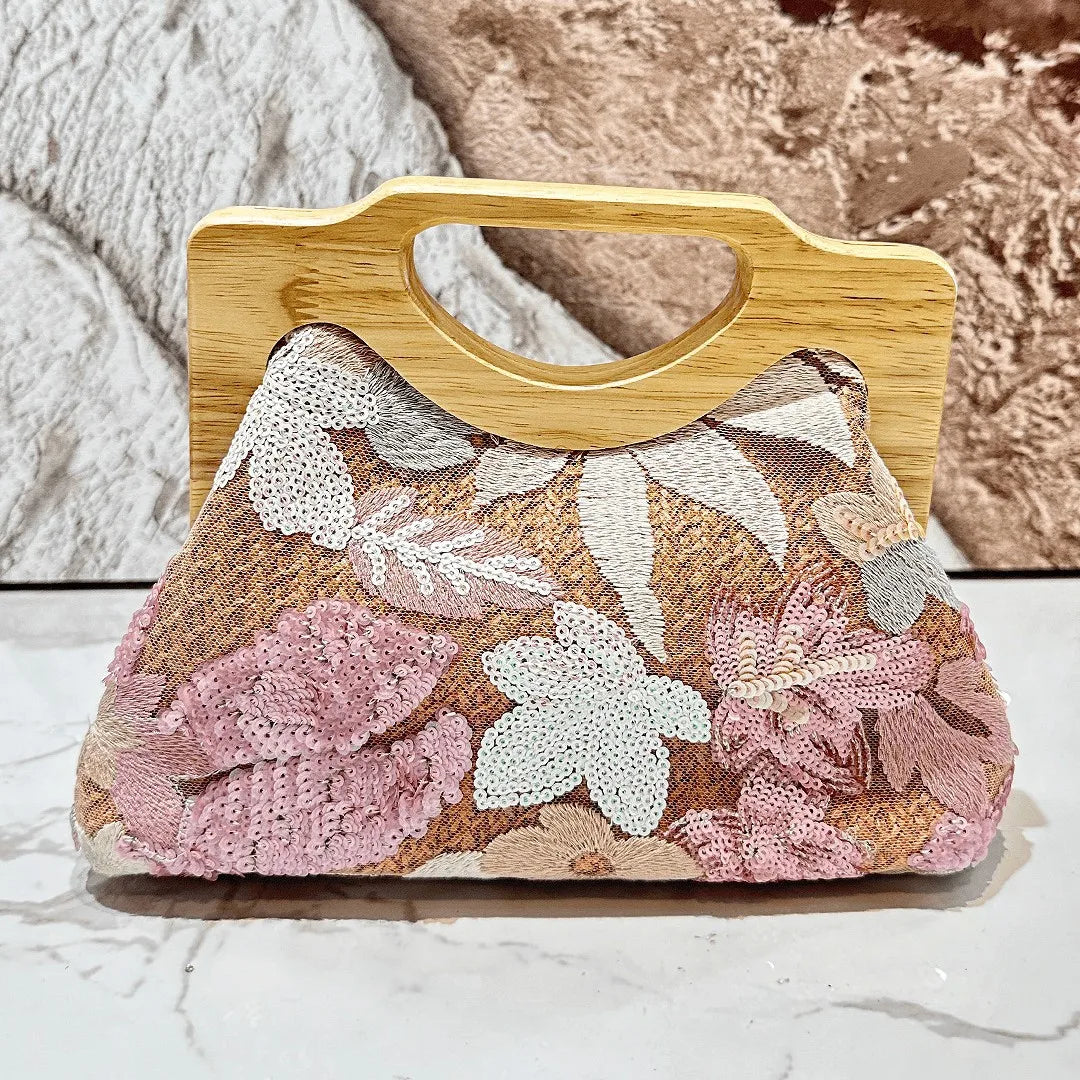 Sequin Straw Shoulder Bag