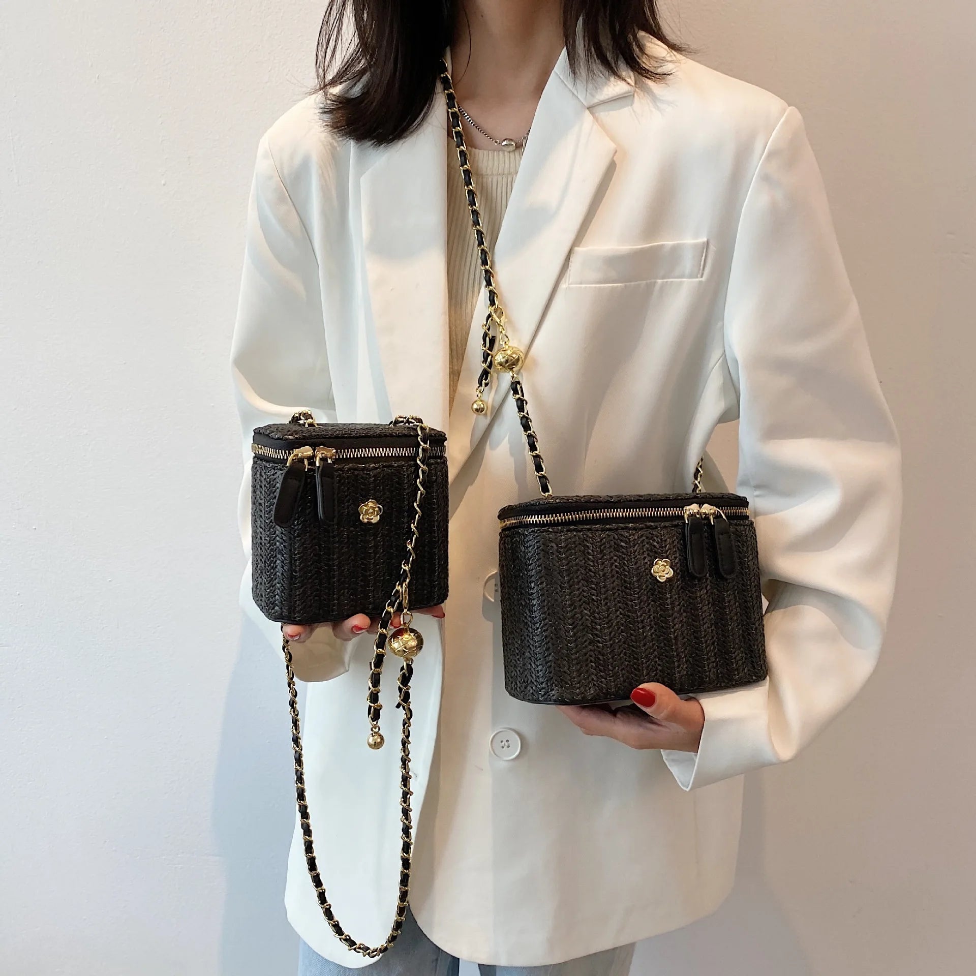 Mini Straw Bucket Bag