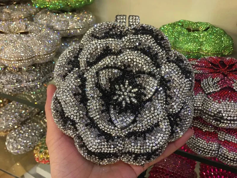 Floral Crystal Clutch Bag