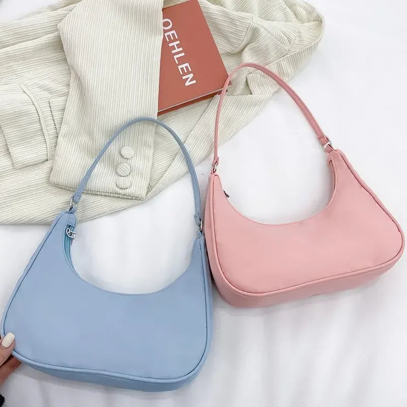 Nylon Underarm Hobo Bag