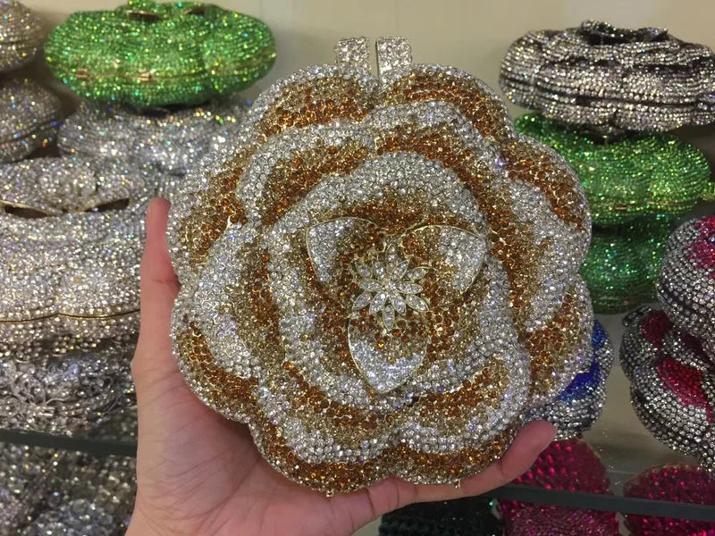 Floral Crystal Clutch Bag