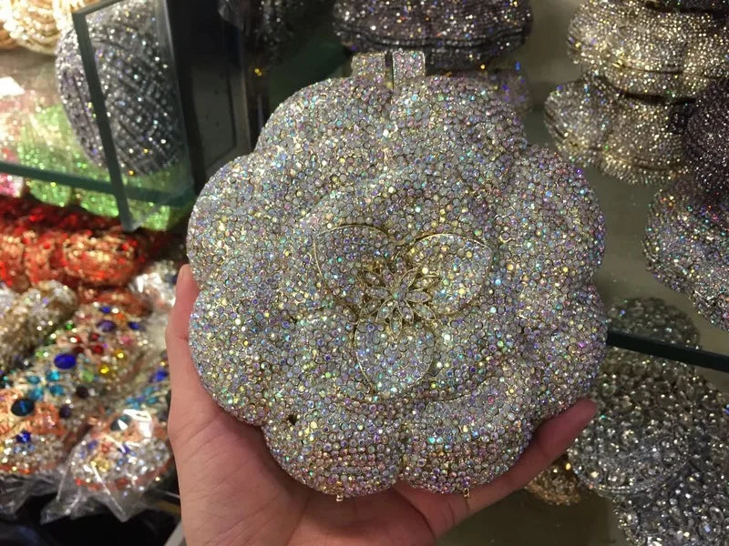 Floral Crystal Clutch Bag