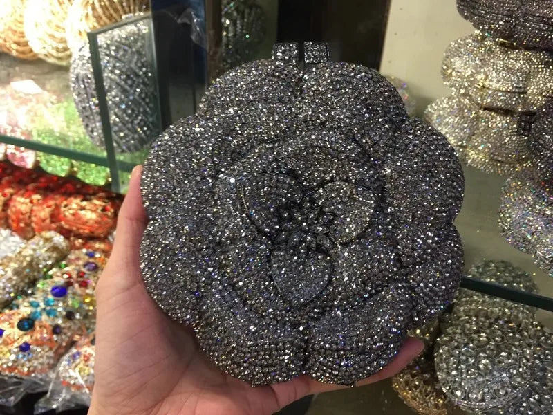 Floral Crystal Clutch Bag