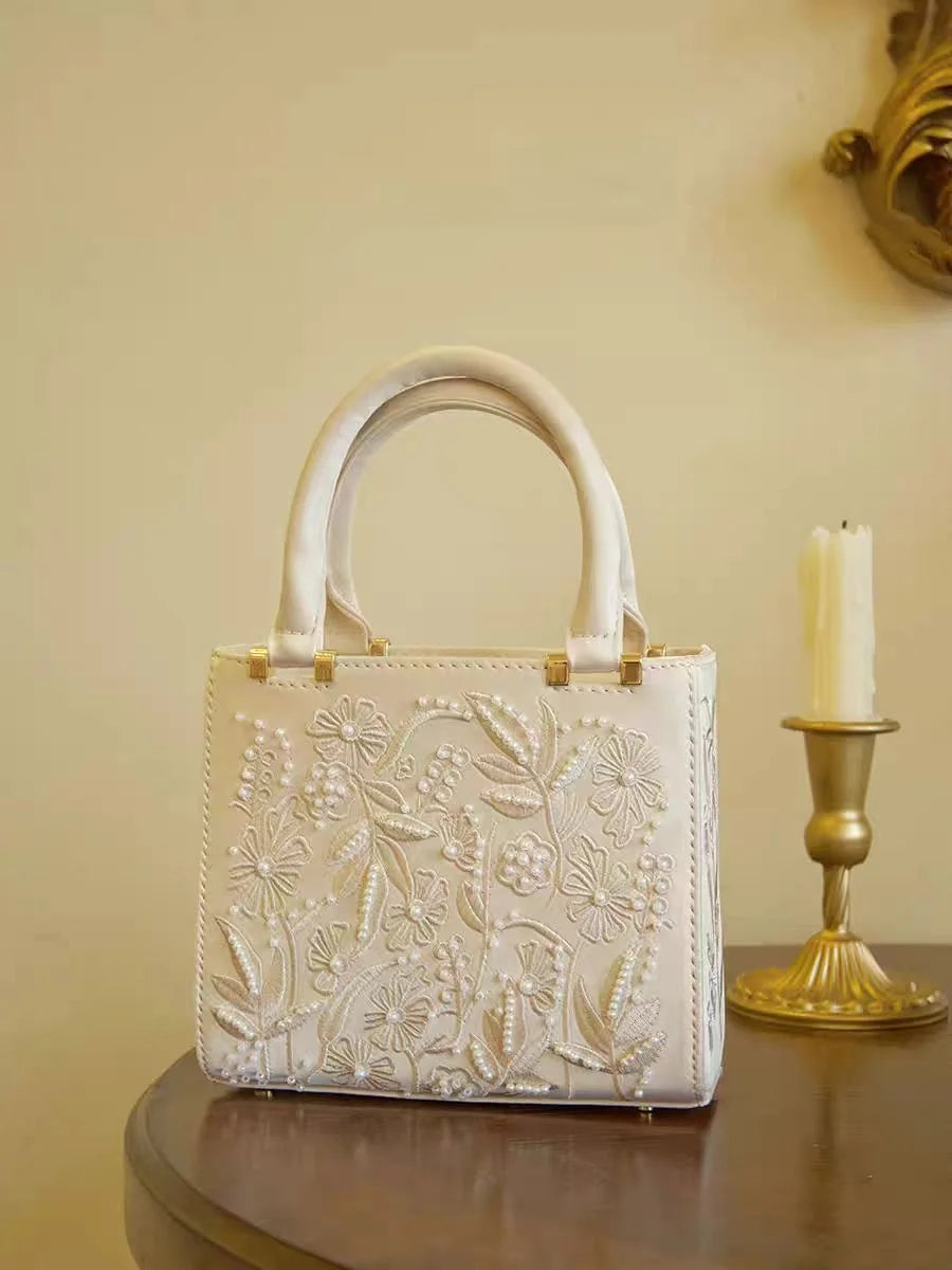 Pearl Embroidery Clutch Bag