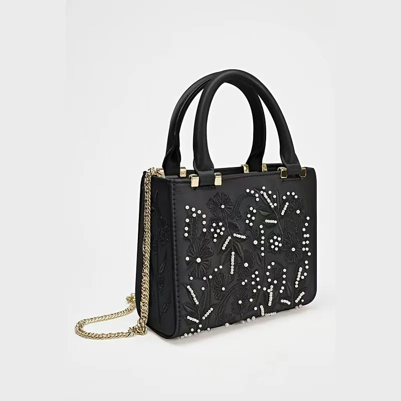 Pearl Embroidery Clutch Bag