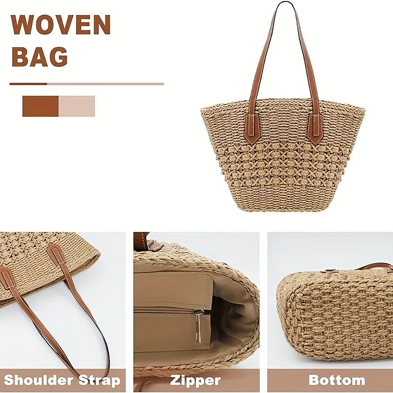 Bohemian Straw Beach Bag