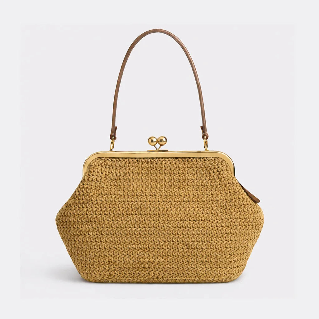 Striped Straw Clutch Bag
