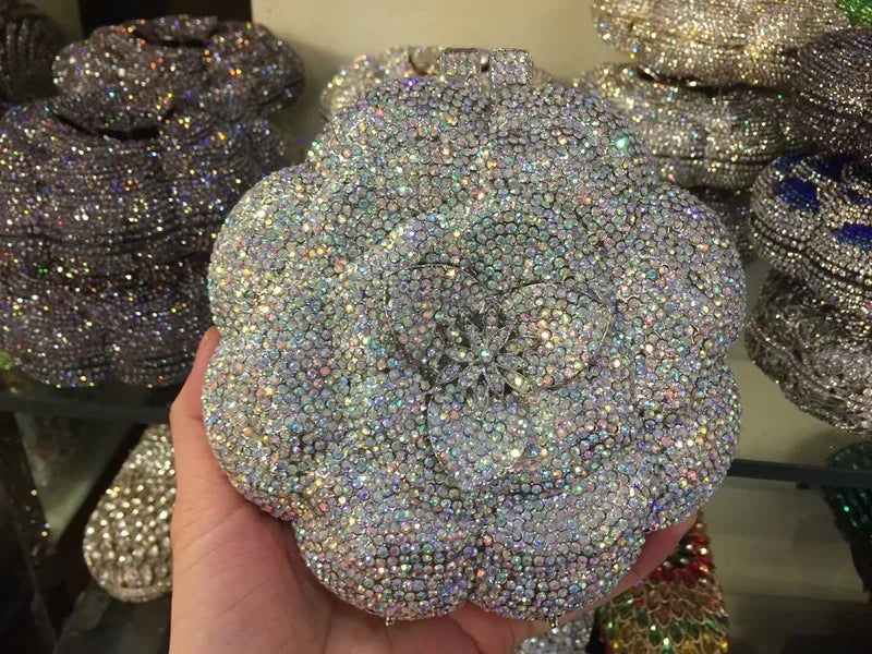 Floral Crystal Clutch Bag