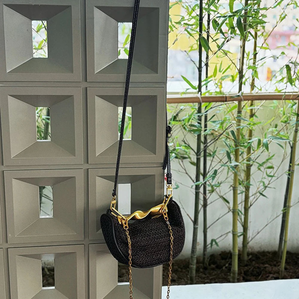 Half Moon Straw Bag