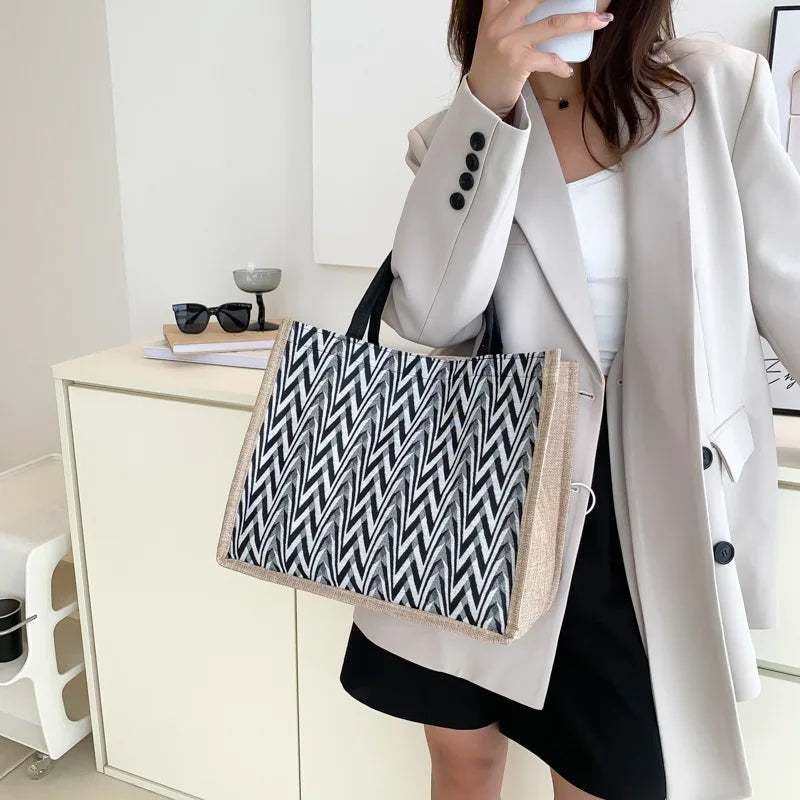 Linen Beach Tote Bag
