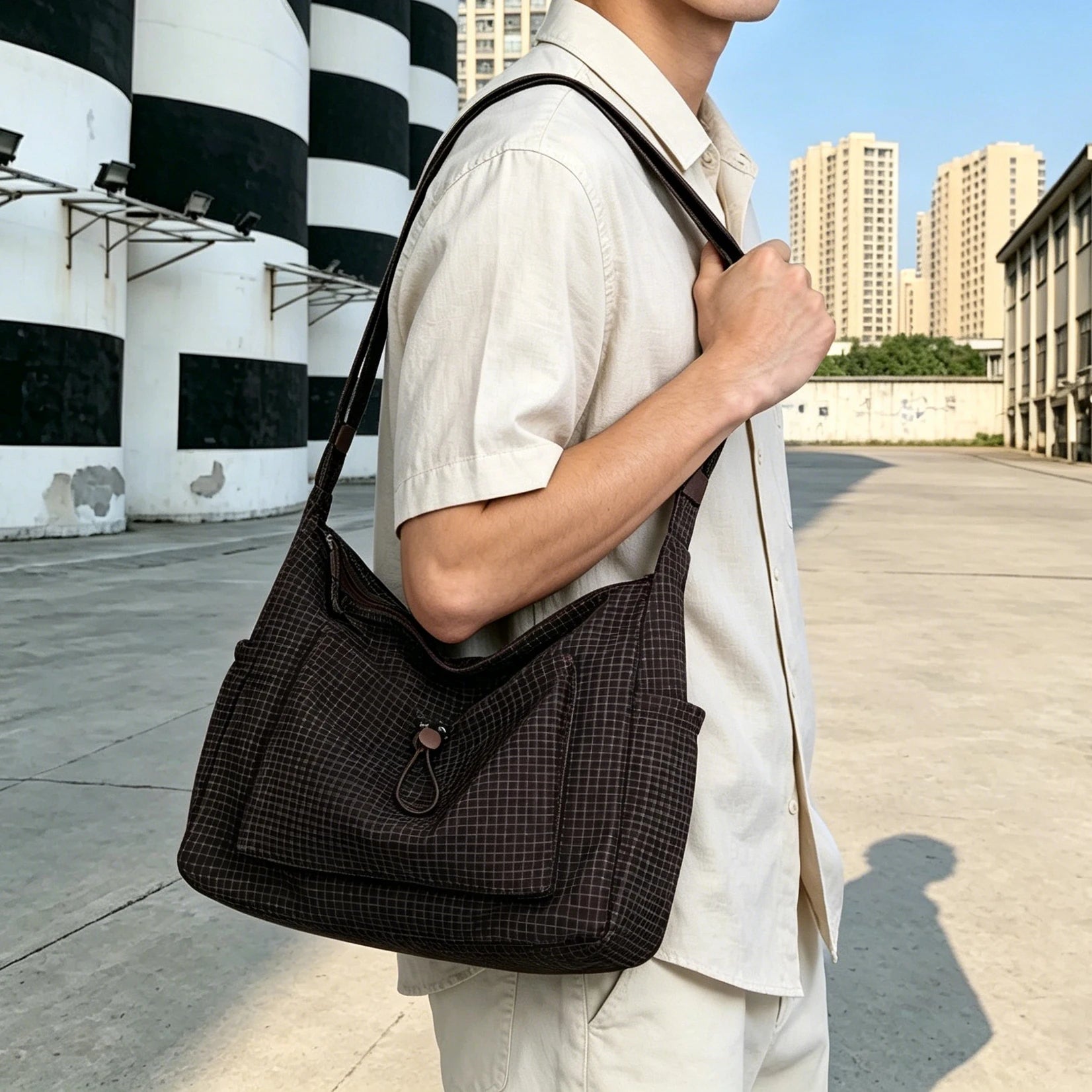 Plaid Pleated Cloud Bag