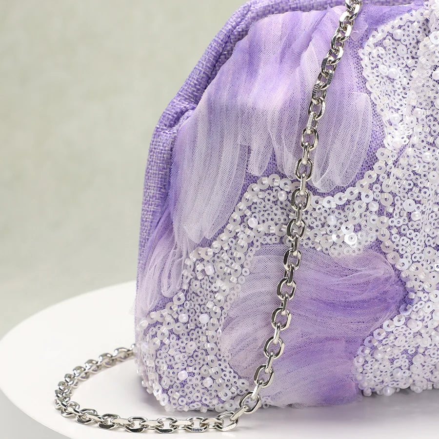 Sequin Shell Clutch Bag