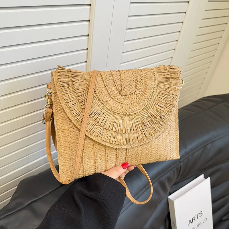 Raffia Straw Crossbody Bag
