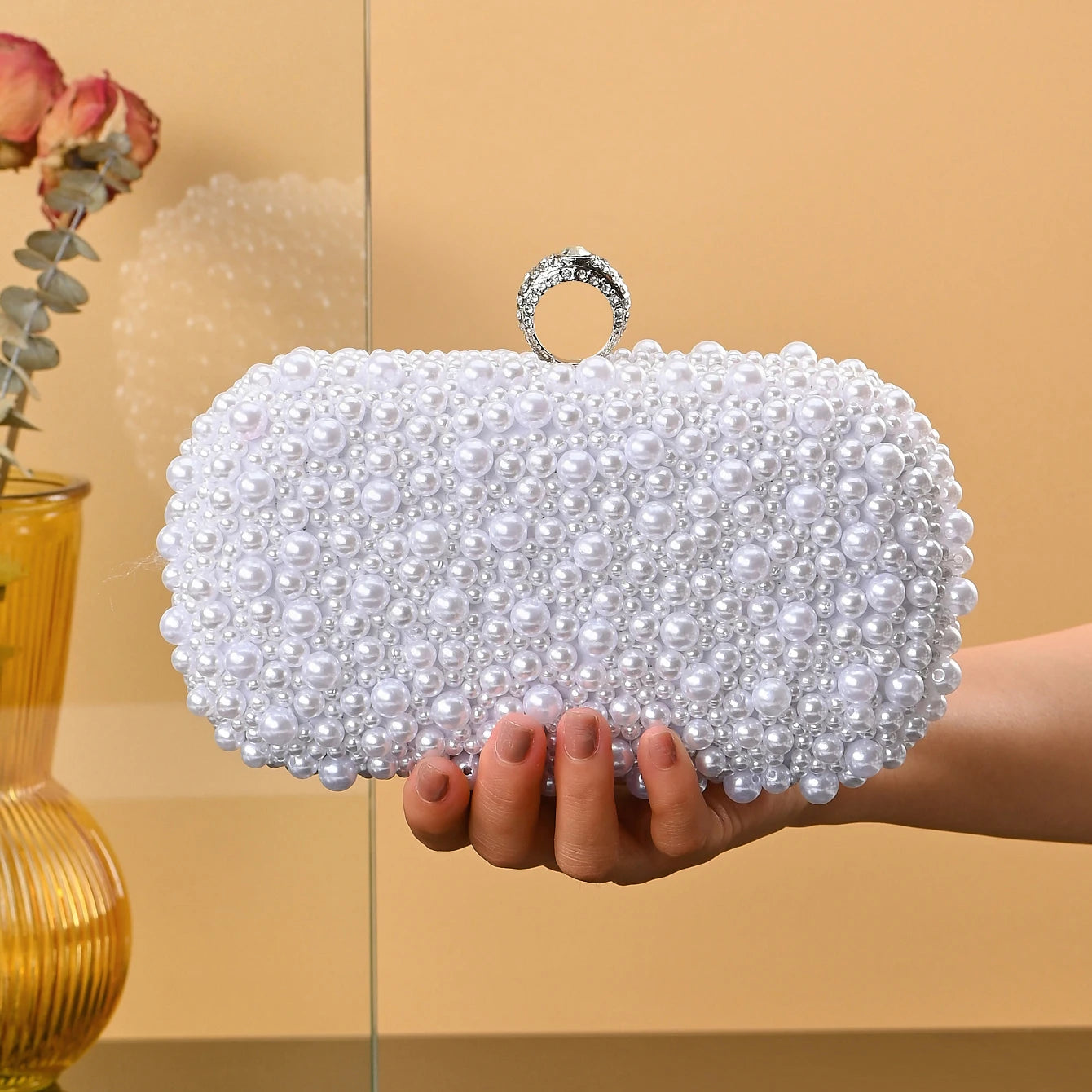 Pearl Beaded Wedding Clutch