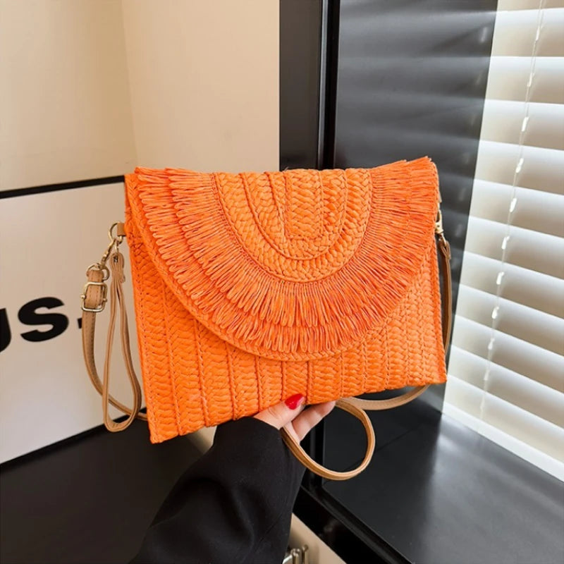 Raffia Straw Crossbody Bag