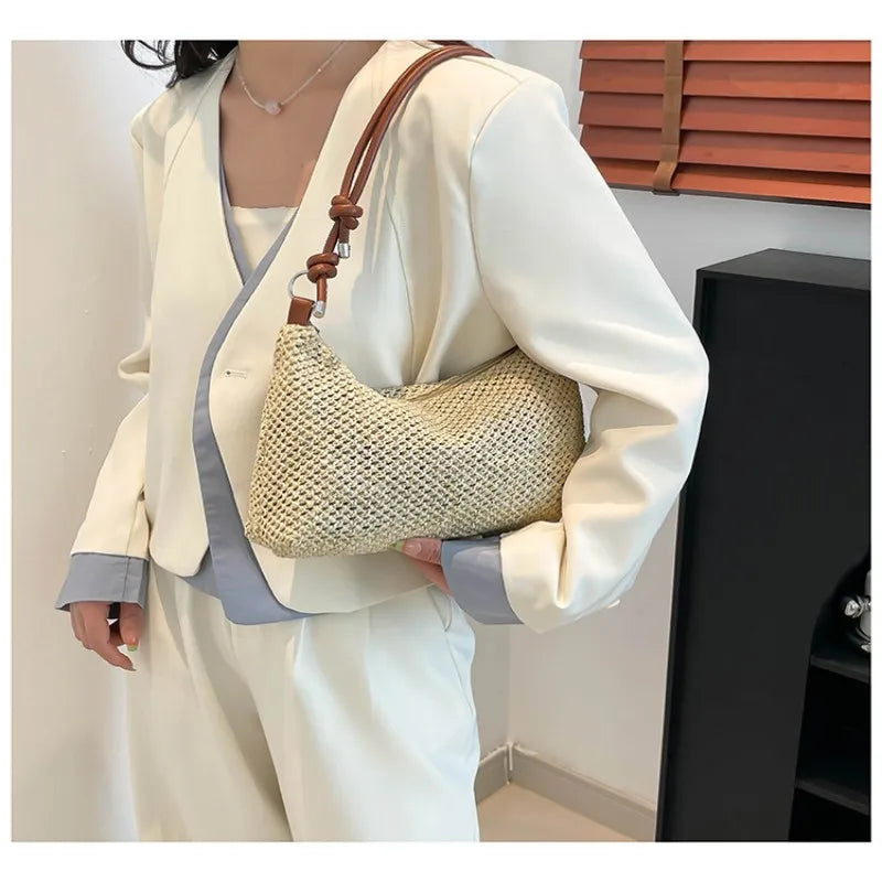 Straw Woven Hobo Bag