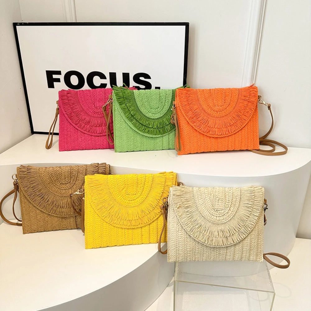 Raffia Straw Crossbody Bag
