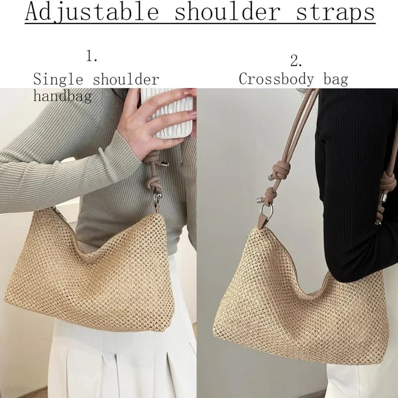 Straw Woven Hobo Bag