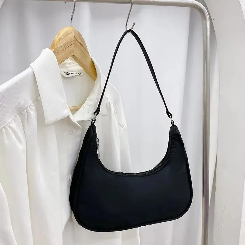 Nylon Underarm Hobo Bag
