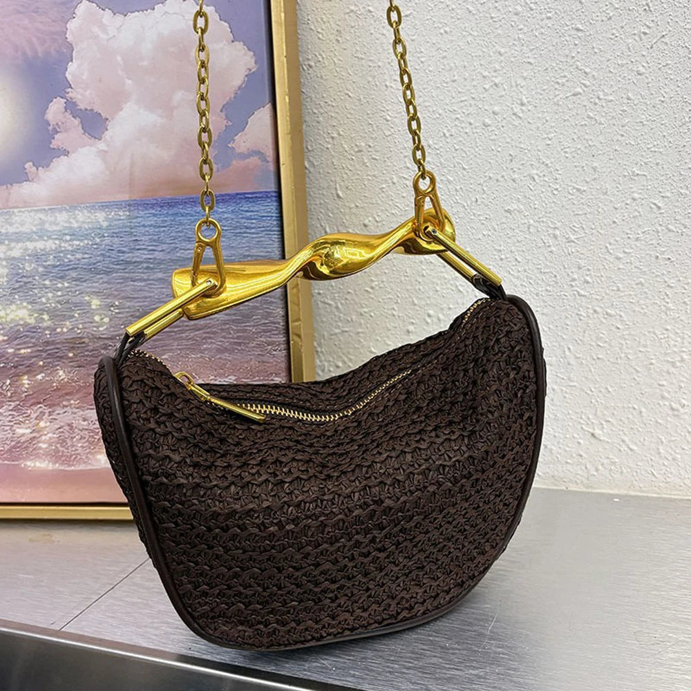 Half Moon Straw Bag