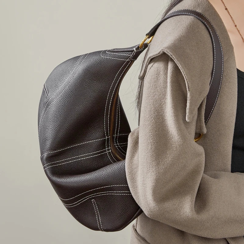 Leather Half Moon Bag