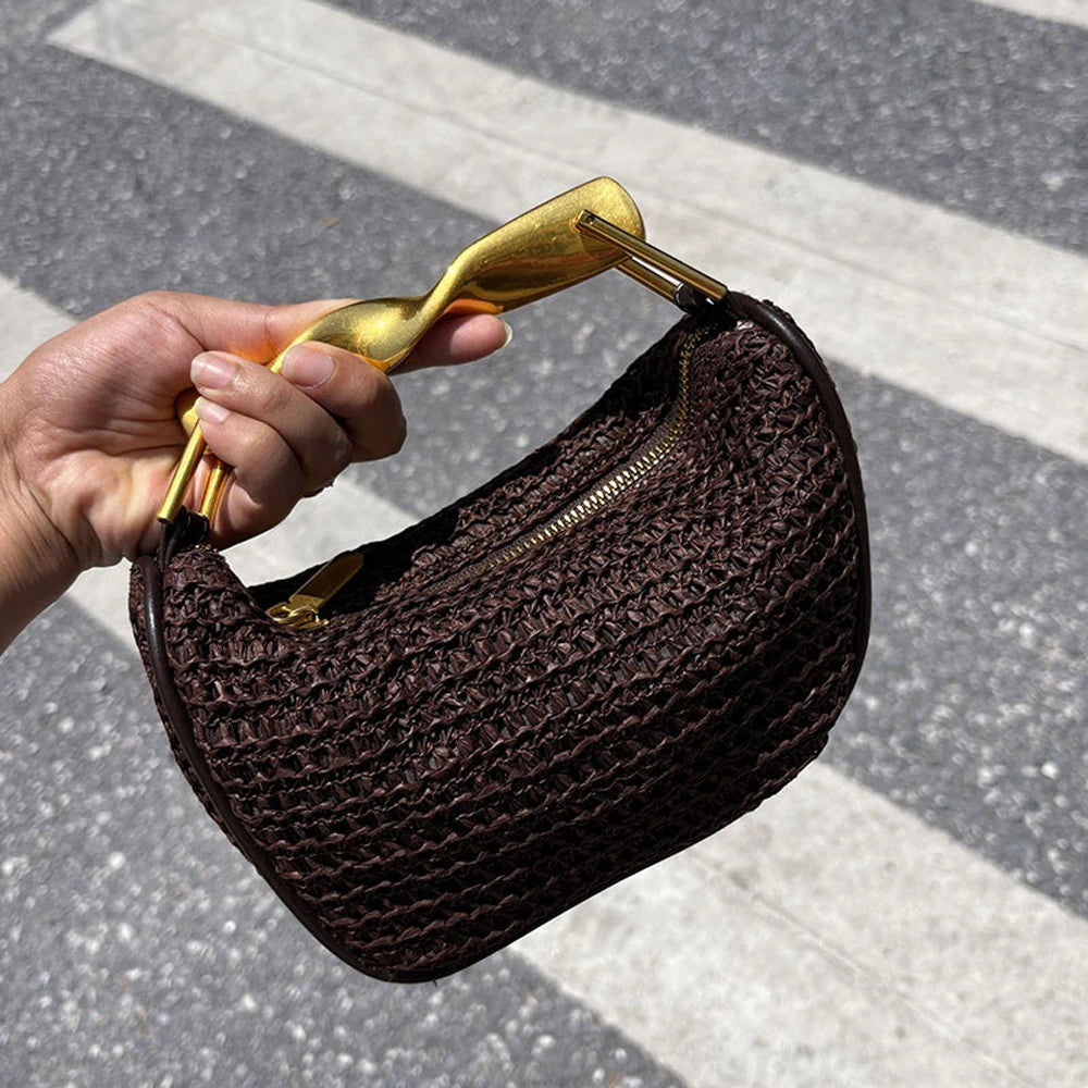 Half Moon Straw Bag