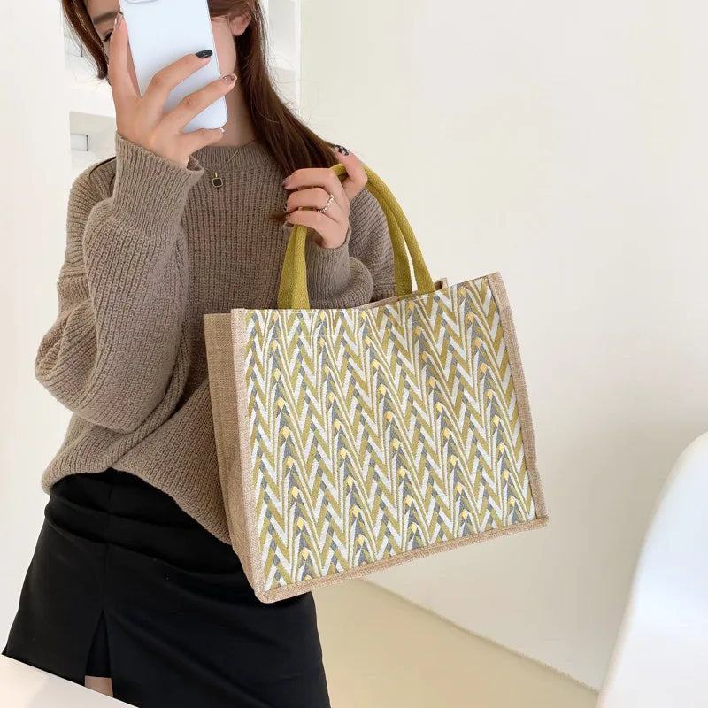 Linen Beach Tote Bag