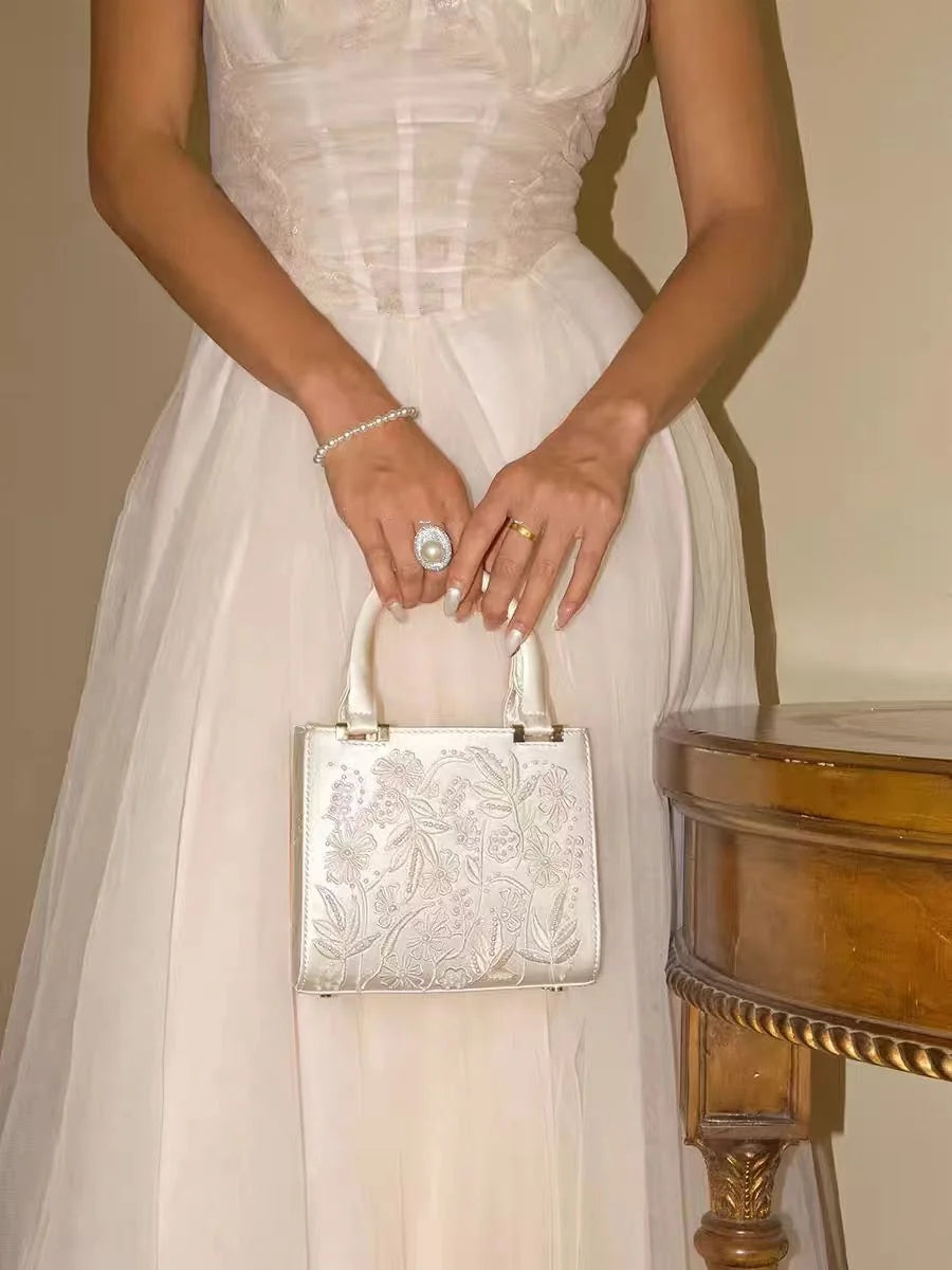 Pearl Embroidery Clutch Bag