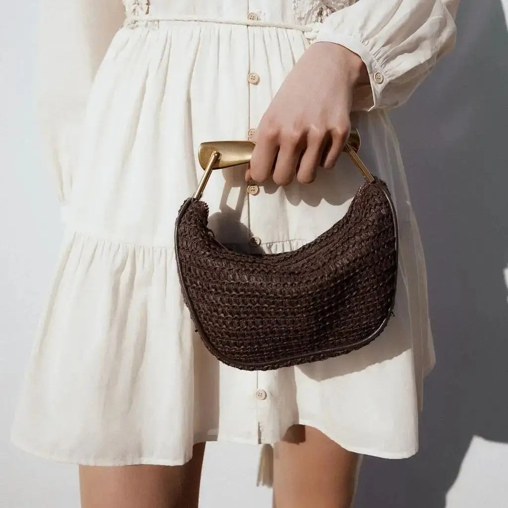 Half Moon Straw Bag