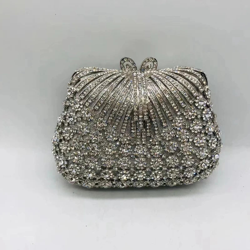 Floral Rhinestone Clutch Bag