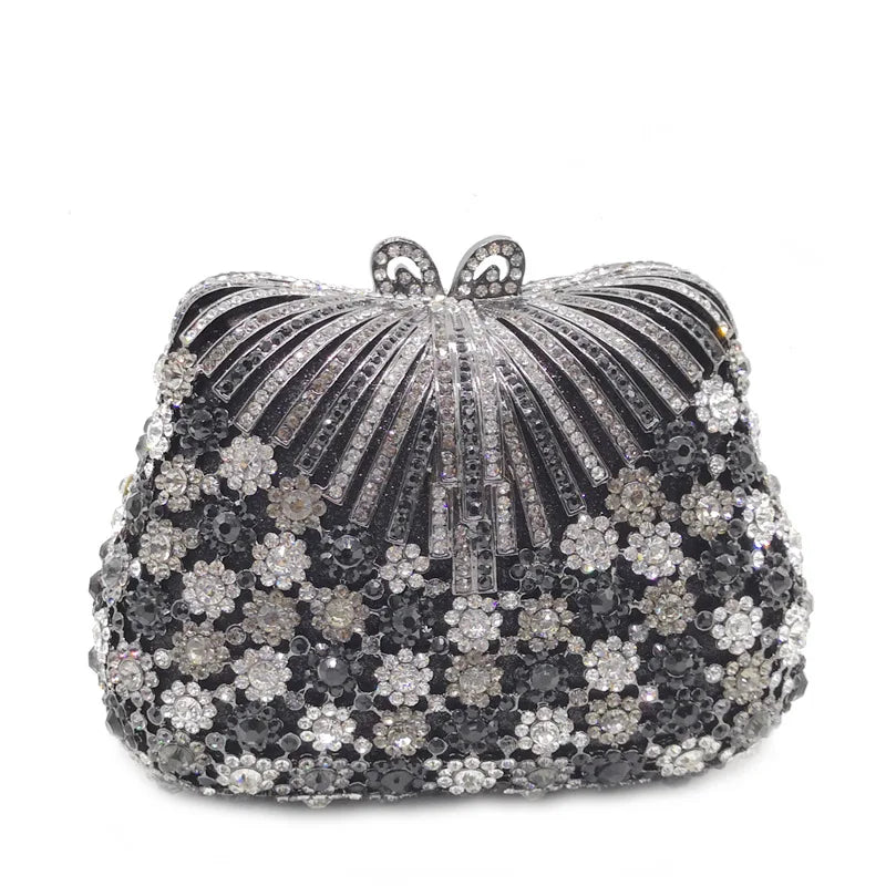 Floral Rhinestone Clutch Bag