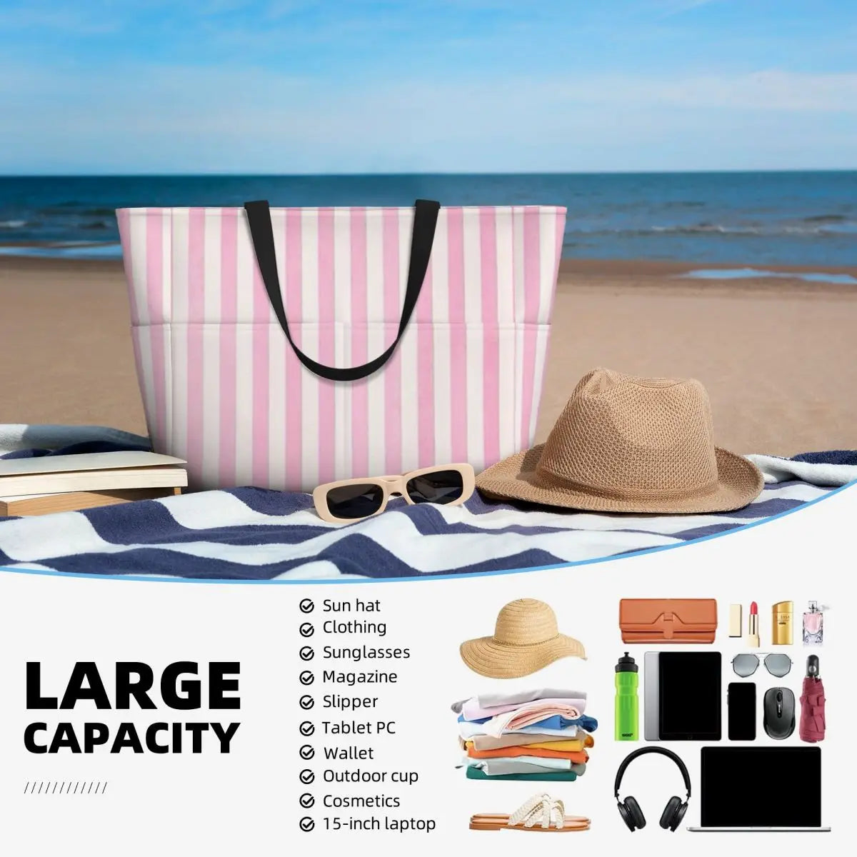 Striped Beach Gym Tote