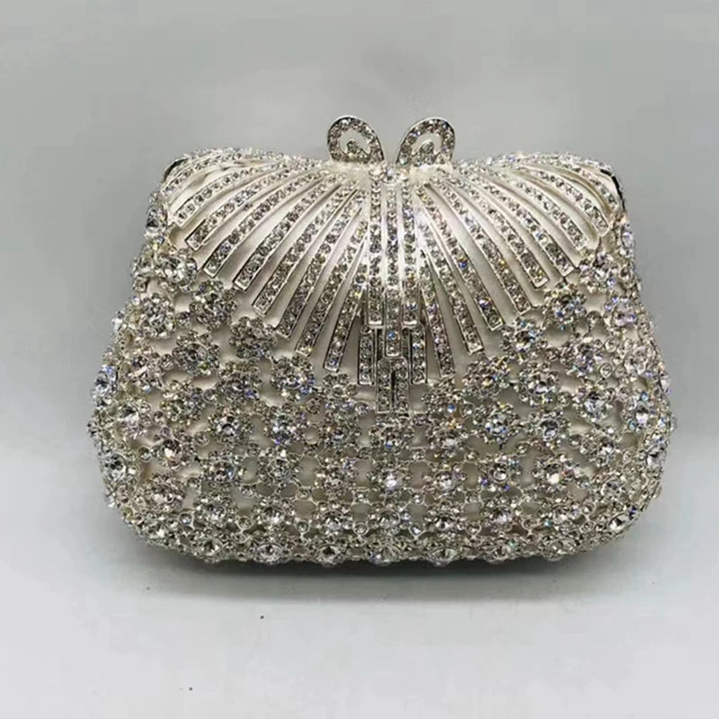 Floral Rhinestone Clutch Bag
