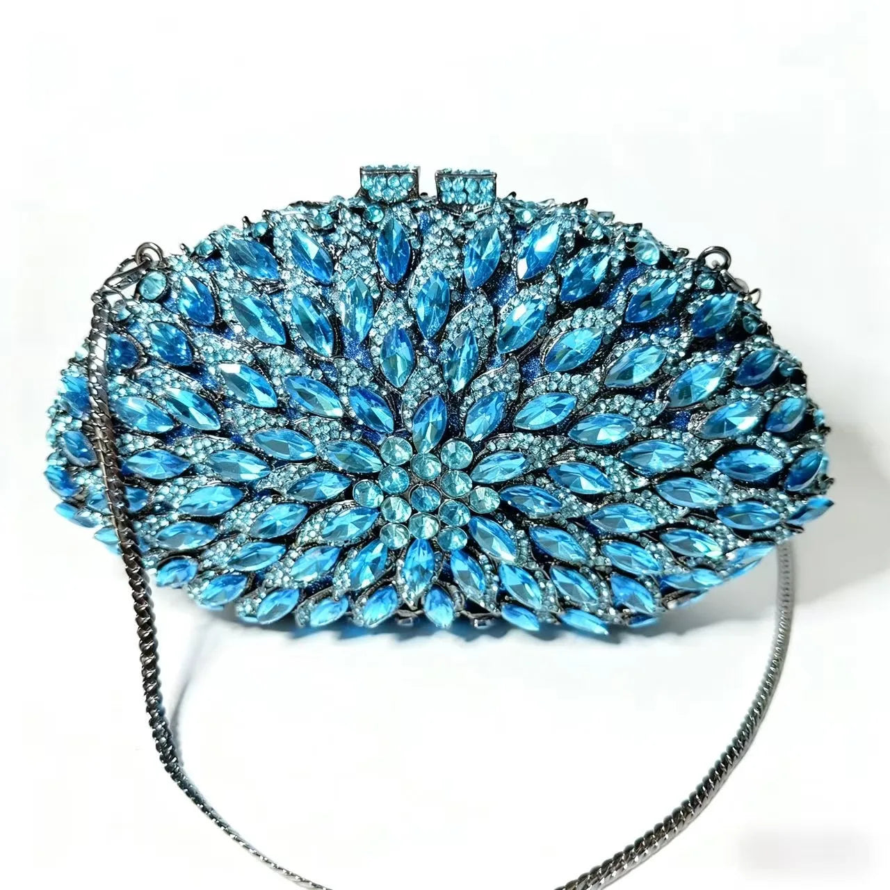 Sky Blue Crystal Clutch